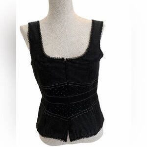 ANTONIO MELANI Black Textured Sleeveless Button Front Top